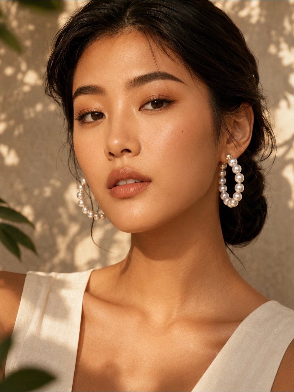 Pearl Hoop Earrings Gold Tone Statement Jewelry